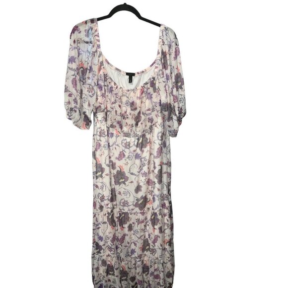 TORRID Maxi Dress Off-Shoulder Tiered Puff Sleeve Floral sz. 4 - Picture 2 of 7